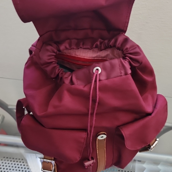 Herschel Maroon Backpack with Tan Straps - Picture 6 of 12